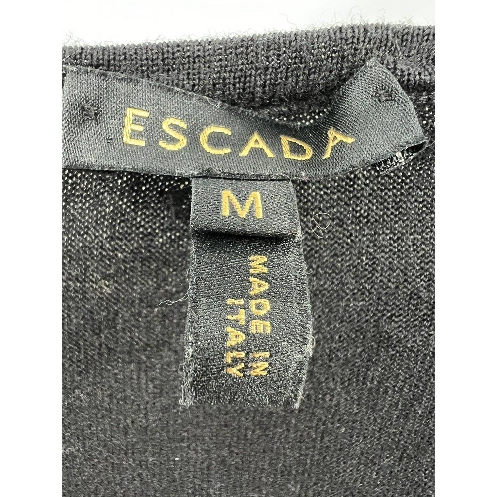 Escada Women’s Sleeveless Lace Sweater Black Wool Silk Cotton Blend Size Medium - Picture 3 of 10